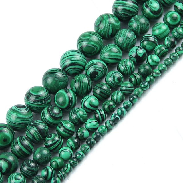 Jhnby Perlen Malachit, synthetisch, rund, Unisex - Bild 1