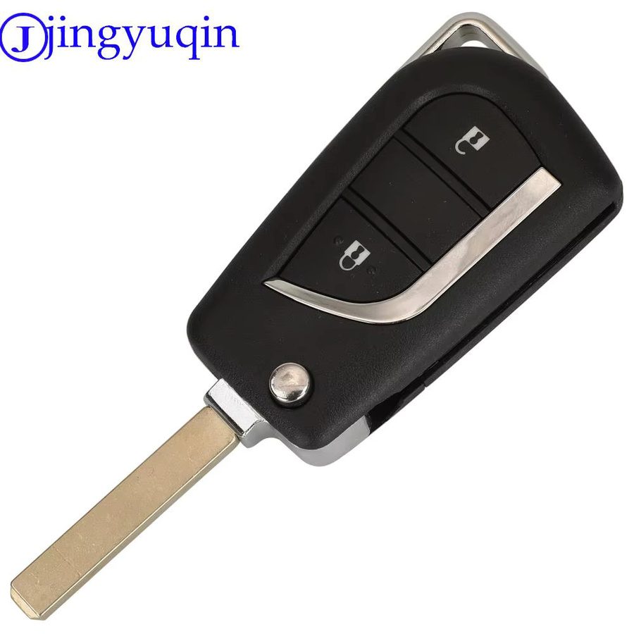 Jingyuqin Ersatz Auto Fernbedienung Schlüsselgehäuse für Toyota AYGO, 2 Tasten, 433 MHz, ID70 Chip, Schwarz - Bild 3