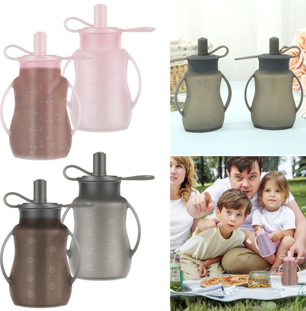 2er-Set Silikon Baby-Fütterungsbeutel zum Wiederauffüllen für die Aufbewahrung von Babynahrung - Bild 1