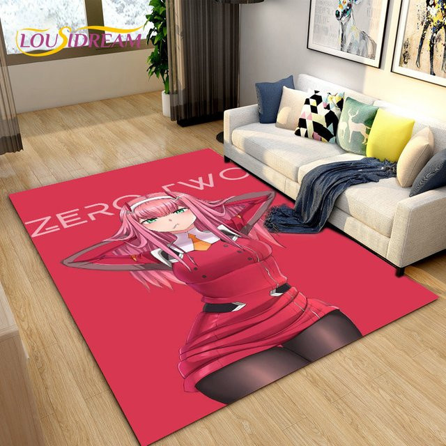 LOUSIDREAM Anime Teppich Darling in the Franxx Design, rutschfeste Bodenmatte in Pink für Wohnzimmer und Schlafzimmer - Bild 1