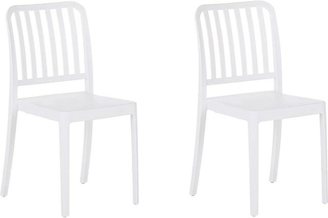 Beliani Gartenstuhl Weiss modern stapelbar B/T/H: 47 x 42 x 82 cm - Bild 1