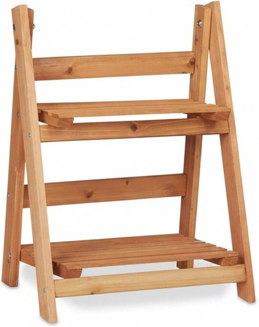 Relaxdays Blumentreppe aus Tannenholz in Natur Braun klappbar - Bild 1
