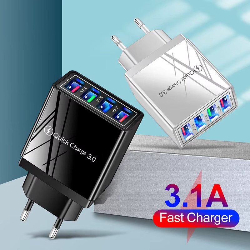 KAFNHCKA USB-Ladegerät mit Quick Charge 3.0 und EU-US-Stecker für iPhone, Xiaomi und Huawei in Schwarz oder Weiß - Bild 2
