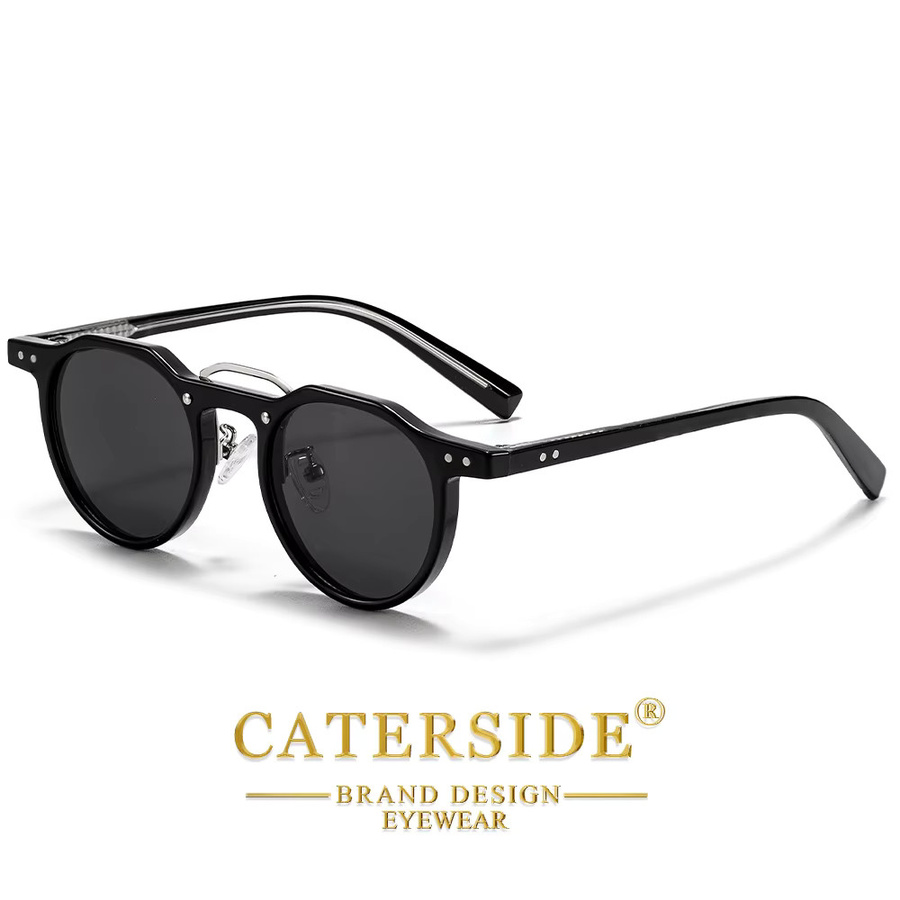 CATERSIDE Sonnenbrille Runde, Vollrand, Schwarz, Unisex - Bild 2