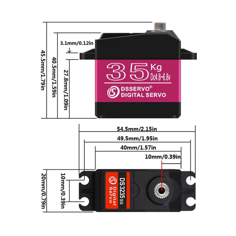wishiot DS3235 Digitales Servo, Vollmetallgetriebe, IP66 Wasserdicht - Bild 3