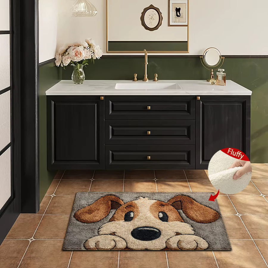 VIKAMA Welpen-Badematte mit Tier-Motiv, weiche und geräuschreduzierende Matte für Badezimmer und Flur, B/T: 80 x 50 cm - Bild 3