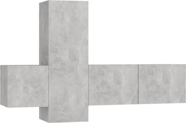 vidaXL 3-tlg. TV-Schrank-Set aus Holzwerkstoff in Betongrau, Wandmontage, matt - Bild 1