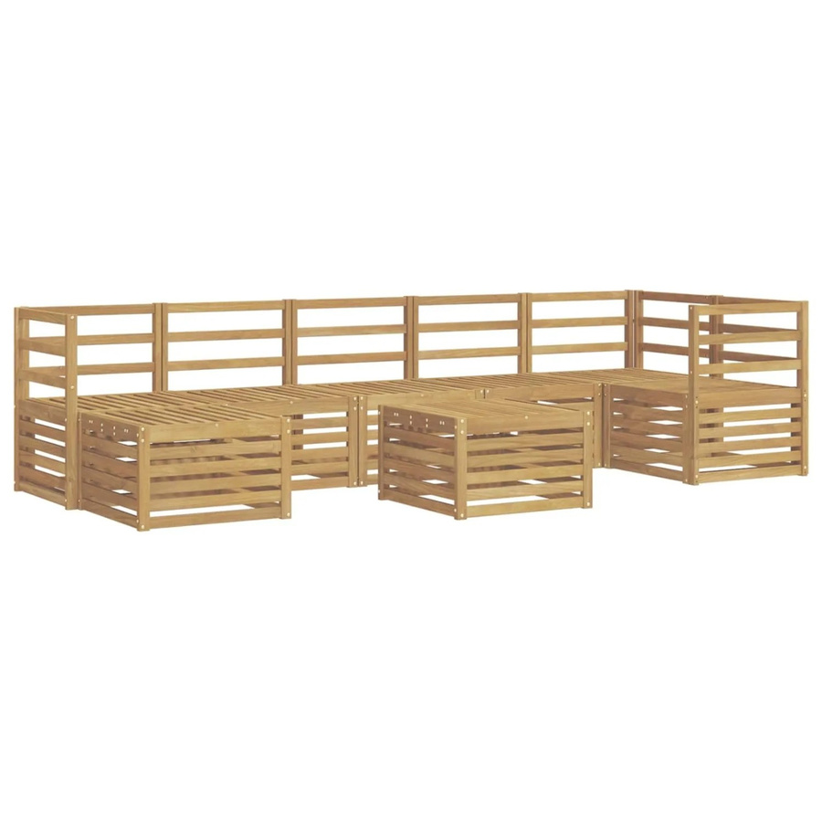 vidaXL Outdoor-Sofagarnitur aus Akazienholz in Weiß, 8-teiliges L-Shape Set mit Tisch und Hocker, B/T/H: 59 x 59 x 37 cm - Bild 2