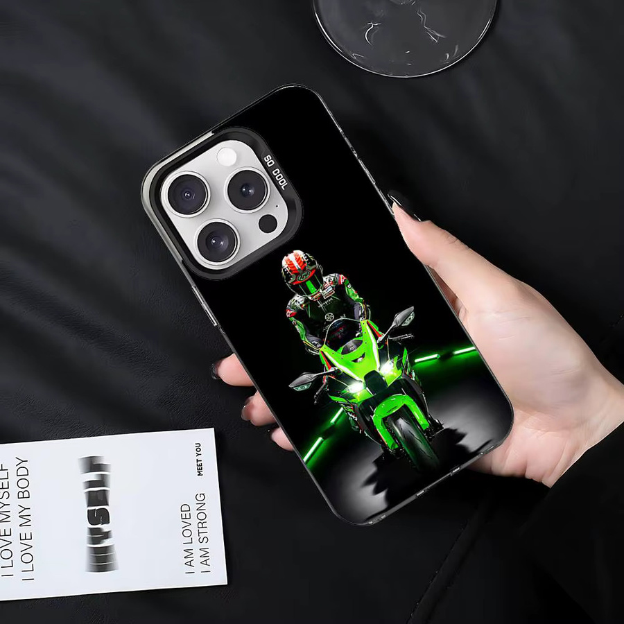 Mesuca Handyhülle im H-KawasakiS Motorrad Design für iPhone 11 bis iPhone 17 Pro Max und weitere Modelle - Bild 6