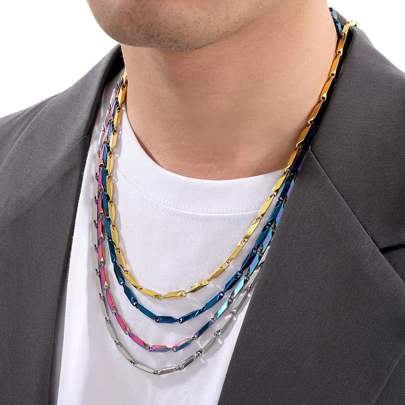 Kalen Gliederkette Edelstahl, Bunt/Blau/Gold, Herren, 60 cm - Bild 2
