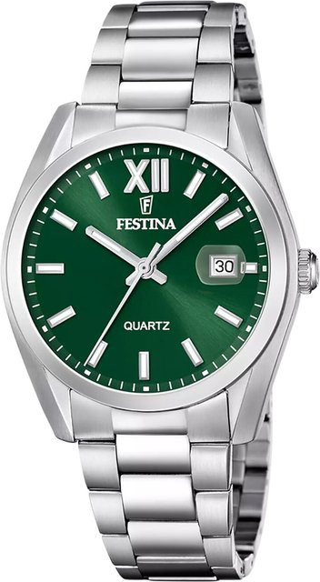 Festina Herrenuhr, Quarz, Edelstahl, Grün, 40 mm, 5 ATM - Bild 1