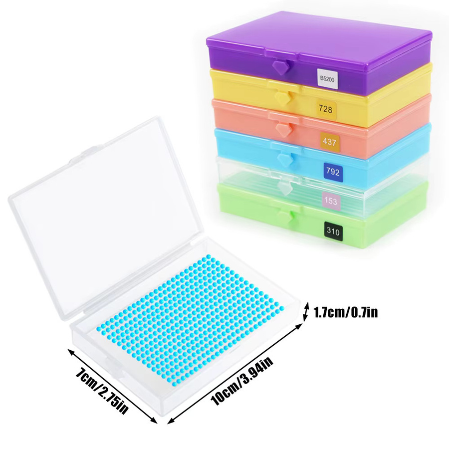 6er Set Diamantkunst Aufbewahrungsboxen aus Kunststoff in Transparent und Multicolour für DIY Perlen und Bastelzubehör - Bild 3
