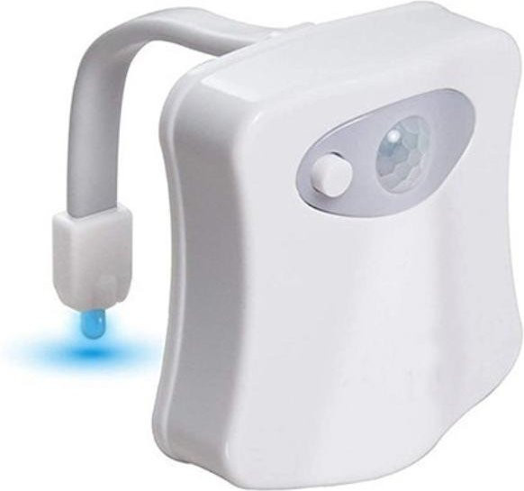 Happy6 Automatisches Toiletten-Nachtlicht mit Bewegungserkennung und 16 RGB-Farben, batteriebetrieben, Weiß - Bild 1