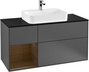V&B Waschtischunterschrank Finion mit Wandbeleuchtung in Anthrazit, Breite: 120 cm, Tiefe: 50,1 cm - Bild 1