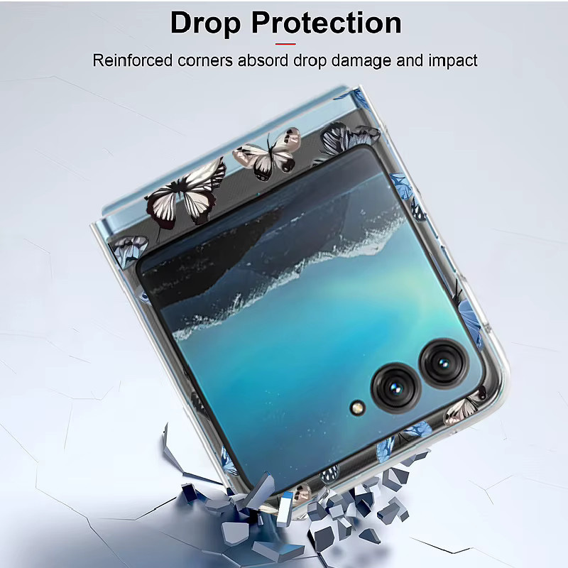 Transparente Handyhülle mit Rosenblüten- und Schmetterlings-Aufdruck für Motorola Razr 50 Ultra, Razr 40 Ultra, Razr 50 und Razr 40, stoßfeste PC-Abdeckung - Bild 4