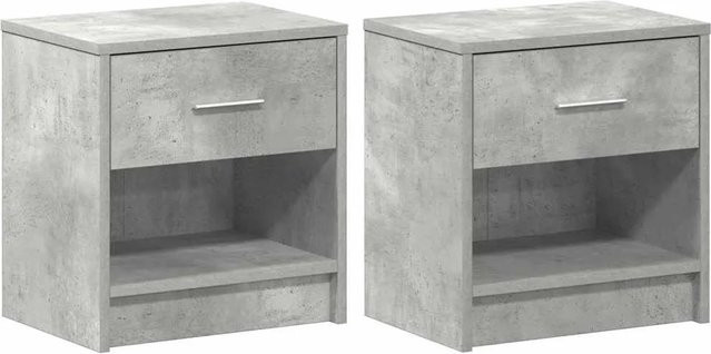 vidaXL Nachttische 2er-Set mit Schublade in Betongrau, B/T/H: 39 x 28 x 41 cm - Bild 1