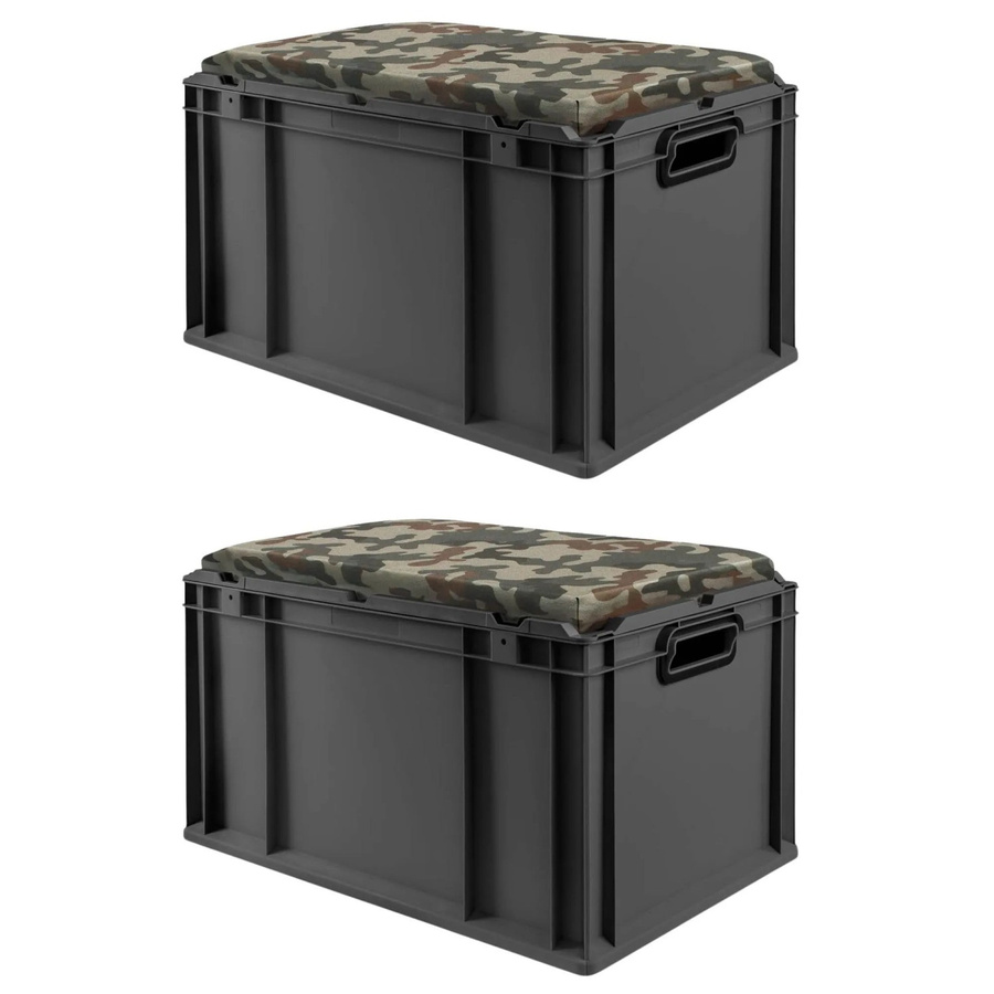 PROREGAL Sparset 2x Eurobox Nextgen Seat Box Camouflage in Schwarz und Grün, H x B x T: 36,5 x 40 x 60 cm - Bild 2
