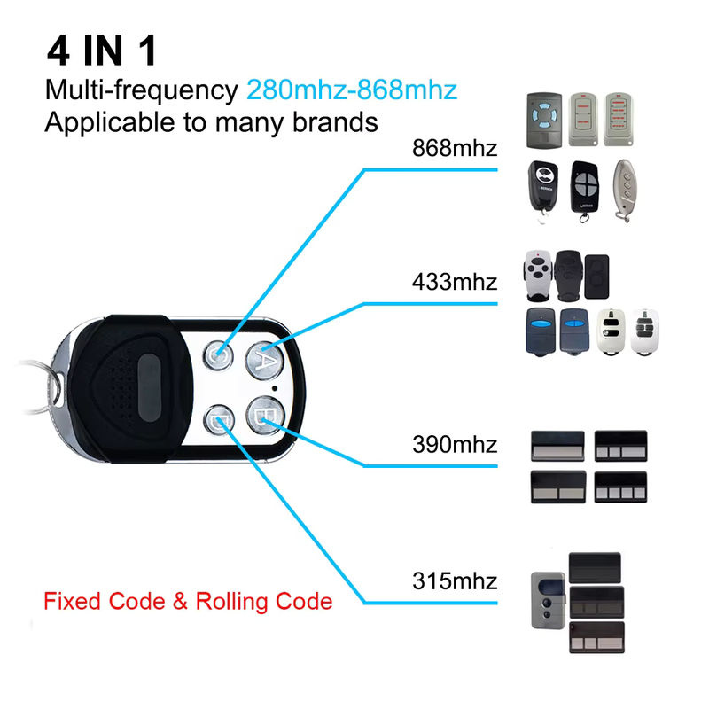 Scimagic-RC Universal-Garagentor-Fernbedienung als 4-in-1-Handsender im Schlüsselanhänger-Design, wasserdicht, unterstützt 280–868 MHz sowie 433,92 MHz und 868,35 MHz - Bild 2