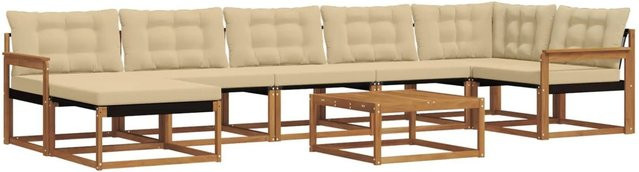 vidaXL Outdoor-Sofagarnitur 22-teilig aus Akazienholz in Natur und Beige mit Textilene-Elementen und Polstern - Bild 1
