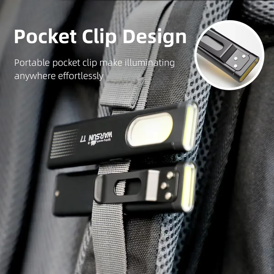Warsun LED-Schlüsselanhänger-Taschenlampe in Schwarz, wiederaufladbar via USB-C, 600 lm Flutlicht mit Magnet und Metallgehäuse - Bild 5