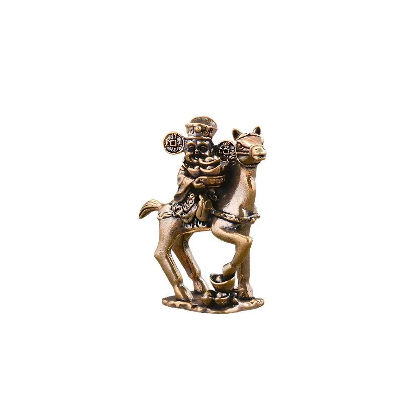 JETTING Messing Figur Gott des Reichtums auf Pferd als Miniatur Ornament für deine Dekoration - Bild 2