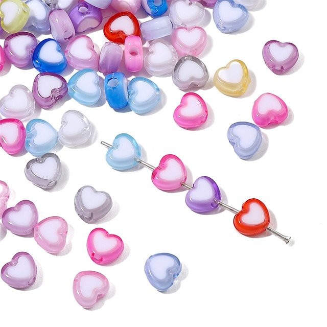 Anhänger Acryl, zweifarbige Liebe Herz Perlen, Charms - Bild 1