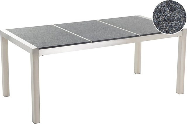 Beliani Gartentisch GROSSETO in Graphitgrau aus Stein und Metall im Industrial-Design, B/T/H: 180 x 90 x 74 cm - Bild 1