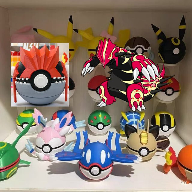 Bandai Pokémon Groudon Rayquaza Kyogre Poké Ball 3D-Druckmodell, 7cm - Bild 1