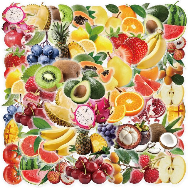 50 Stück Blaubeere Obst-Aufkleber von YIIMANNER, transparente PET-Aufkleber für Journaling, Laptop und Wasserflaschen, Multicolor - Bild 1