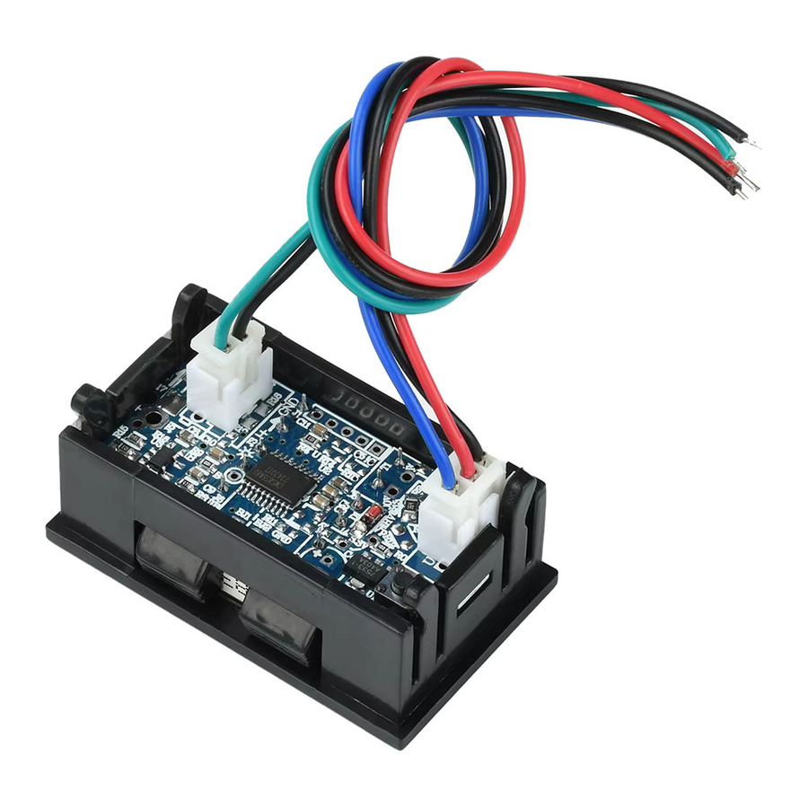 H28UI DC Dual-Display LED-Anzeige Spannungs- und Strommesser mit roter und blauer LED, 0,28 Zoll, DC 4–28 V, 0–100 V, 10/50/100 A, Schwarz - Bild 3