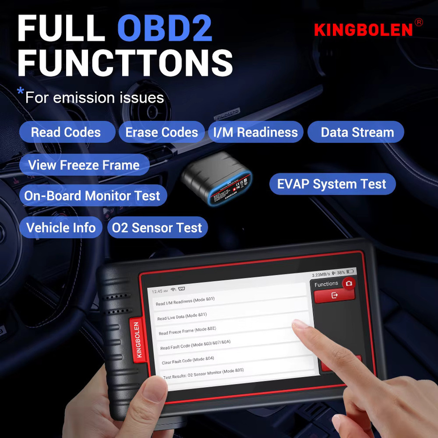 Kingbolen S6 OBD2 Scanner Bluetooth Diagnosegerät für alle Systeme mit CAN FD und FCA Unterstützung, Codeleser mit 28+ Wartungsfunktionen für SAS, BMS und TPMS in Schwarz - Bild 3