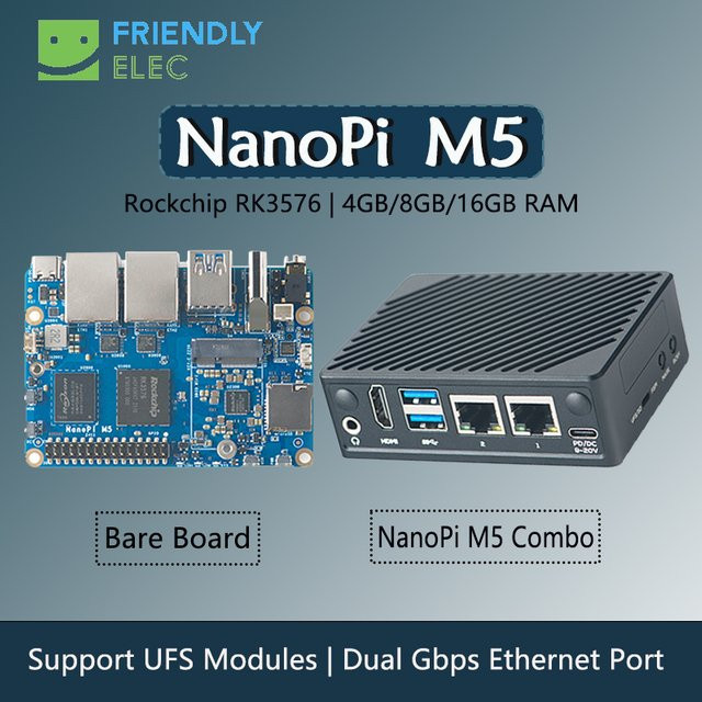 NanoPi M5 Open-Source Single Board Computer mit Rockchip RK3576 SoC, UFS 2.0 Modul, M.2 NVMe und WiFi Unterstützung - Bild 1