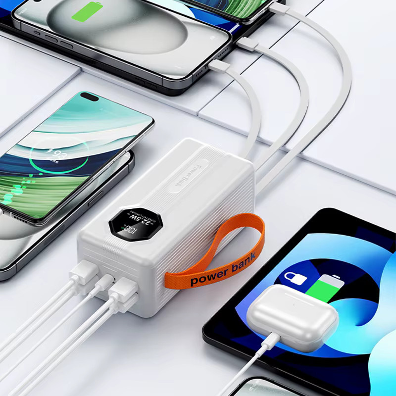 Tragbare LED-Campinglampe mit 50000mAh Powerbank und 4 USB-Anschlüssen in Weiß - Bild 3