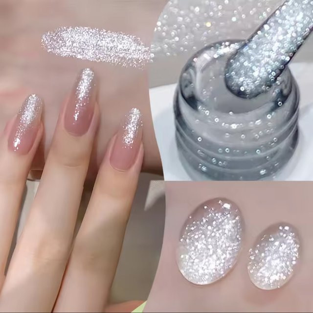 MIANEL Glitzer-Gel-Nagellack, Weiß, Schimmernd, 12 ml - Bild 1