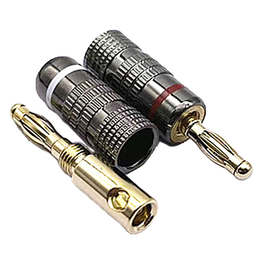 FRHY 4 Stück vergoldete Kupfer-Bananenstecker 4 mm, lötfreie Audio-Anschlüsse in Gold, 15 A - Bild 3