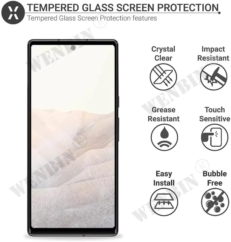 3er-Pack Displayschutz aus gehärtetem Glas für Google Pixel 11 10 9 8 7 6 Pro XL 7A 5A 3 XL, vollflächig und gebogen, transparent - Bild 2