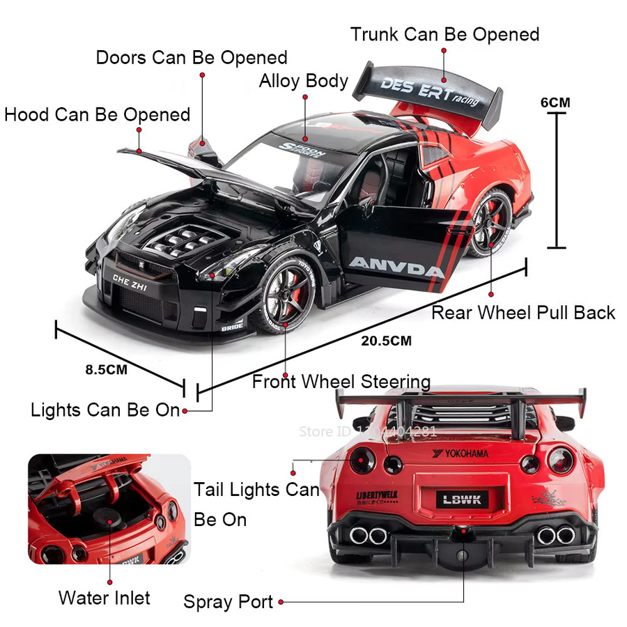 MAKEDA GTR Diecast Modell, 1:24, Metall, mit Sound und Licht - Bild 2