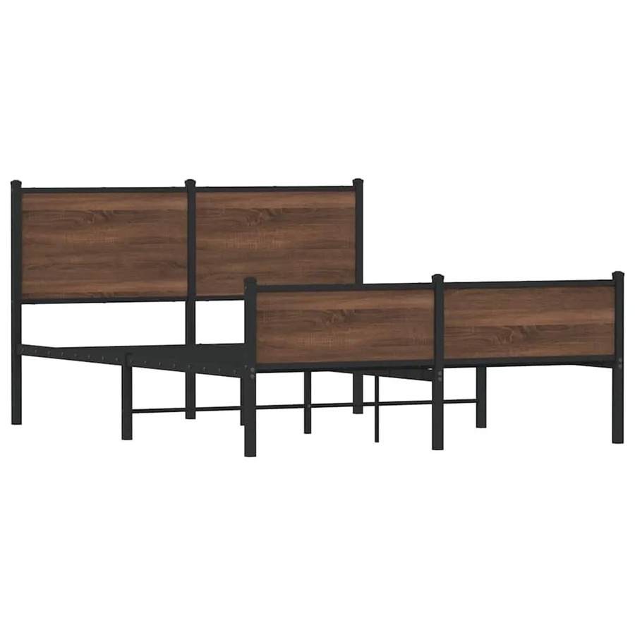 vidaXL Metallbett in Eiche Braun ohne Matratze B/T/H: 137 x 190 x 91,5 cm - Bild 2