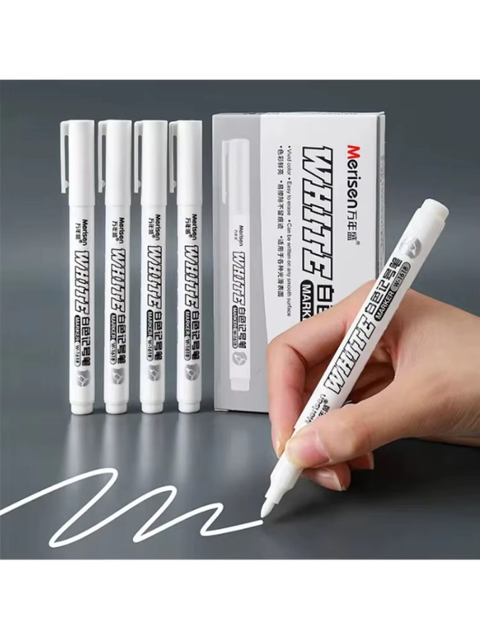 Wasserfeste Metallmarker in Weiß für Kunst, Malerei und Graffiti auf Metall, Holz, Kunststoff und Leder mit 1 mm Feinspitze - Bild 1