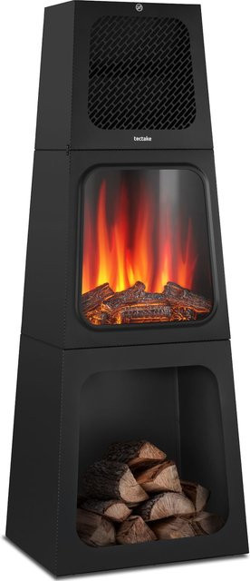 tectake Elektrokamin Soleil mit 3D Flammeneffekt und Glutimitation in Schwarz, 2 Leistungsstufen (900 W und 1800 W), H x B x T: 120 x 45 x 45 cm - Bild 1