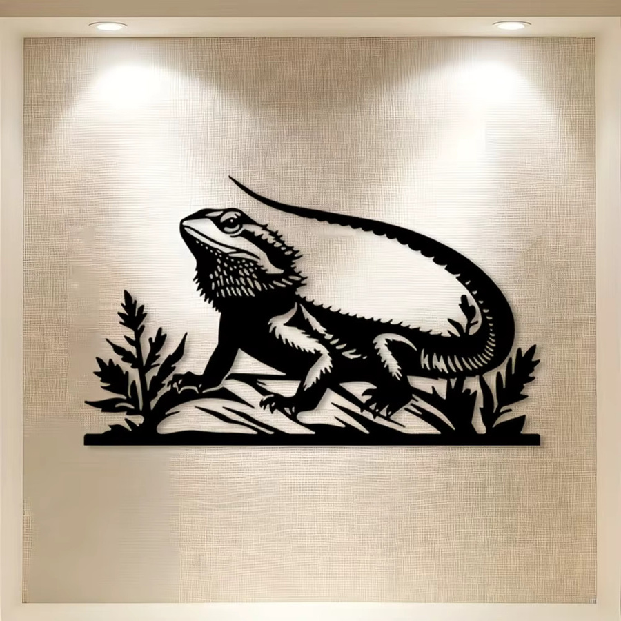 CIFBUY Metall-Wandkunst Bärtiger Drache in Schwarz als exotische Reptilien-Dekoration für Wohnzimmer und Garten - Bild 5