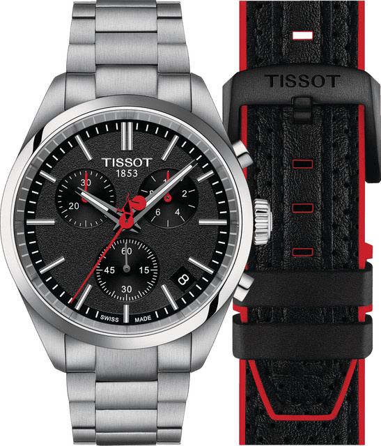 Tissot Herrenuhr PR 100 Vuelta Set, Chronograph, Quarz, Edelstahl, 40 mm, 10 ATM - Bild 1