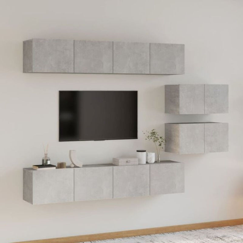 Vidaxl 6-teiliges TV-Schrank-Set in Grau aus Holzwerkstoff im modernen klassischen Design - Bild 1