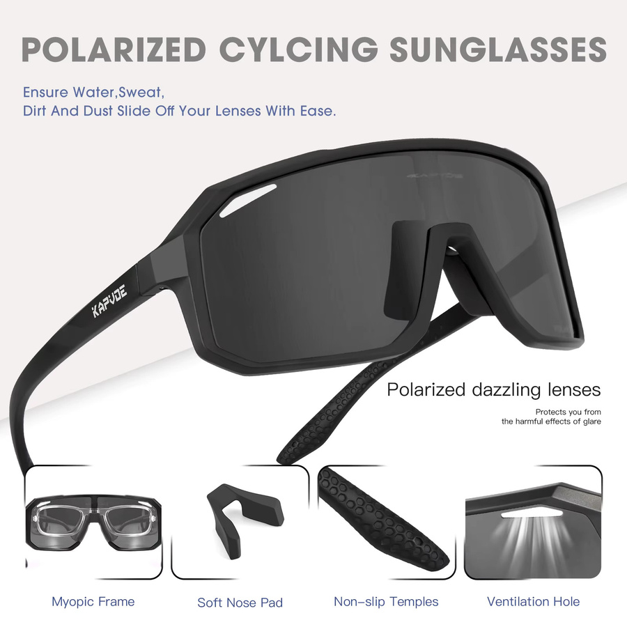 KAPVOE Sportsonnenbrille, Vollrand, TR90, schwarz, Unisex - Bild 6