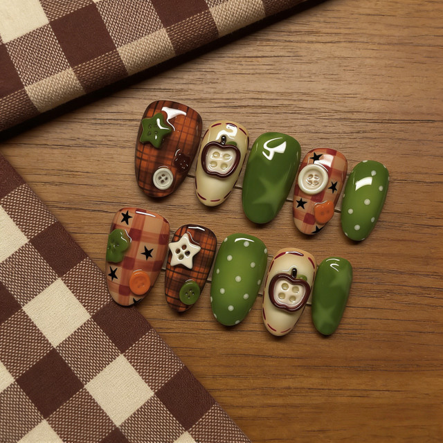 Stylebon Künstliche Nägel, 24 Stück, Grüner Apfel, Glänzend, Kinder - Bild 1
