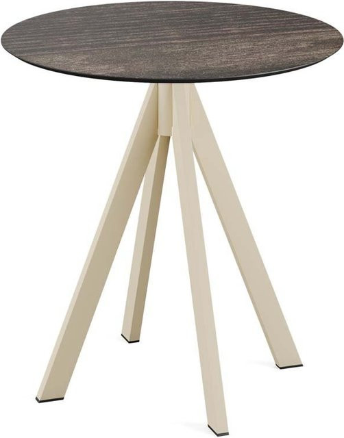 Feros Terrassentisch Infinity Sand mit HPL-Platte, rund, dunkelbraun, Höhe: 73,2 cm, Durchmesser: 70 cm - Bild 1