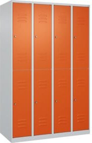 C+P Doppelstock-Spind Classic PLUS mit 4 Abteilen, Stahl, Lichtgrau, H x B x T: 185 x 120 x 50 cm, mit Zylinderschloss und Soft-Close-Türen - Bild 1