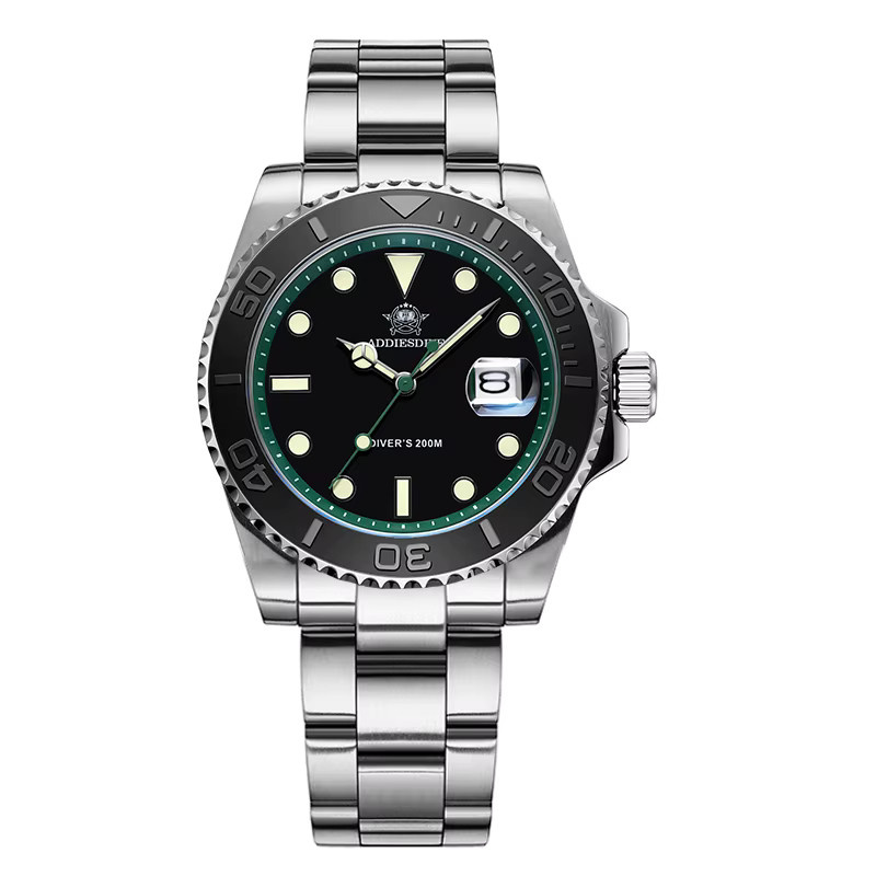 ADDIESDIVE Herren-Taucheruhr, Quarz, Edelstahl, Keramiklünette, 20 ATM, Schwarz - Bild 7