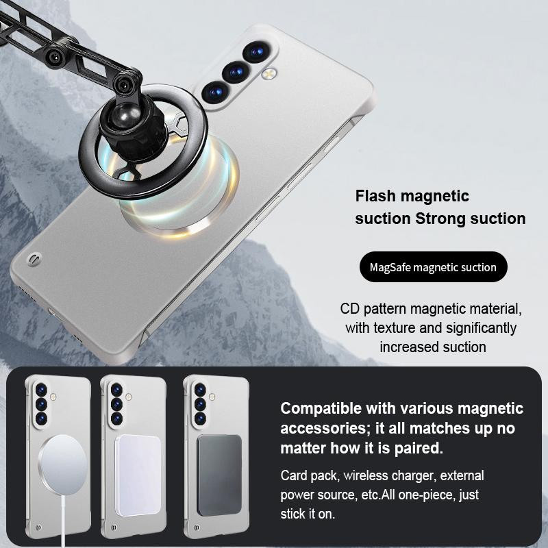 Magnetische Schutzhülle in Schwarz für Samsung Galaxy A17 A37 A57 mit MagSafe Kompatibilität und ultra dünnem Metall-Design aus hartem PC - Bild 2
