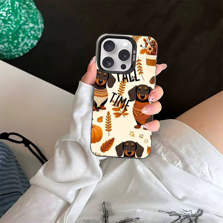 Stoßfeste Handyhülle mit Dackel-Motiv für iPhone 11 bis iPhone 17 Pro Max in Silber - Bild 4